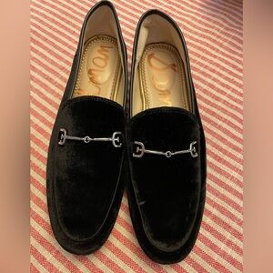 Sam Edelman Black Velvet Slip-Ons with Silver Detail
